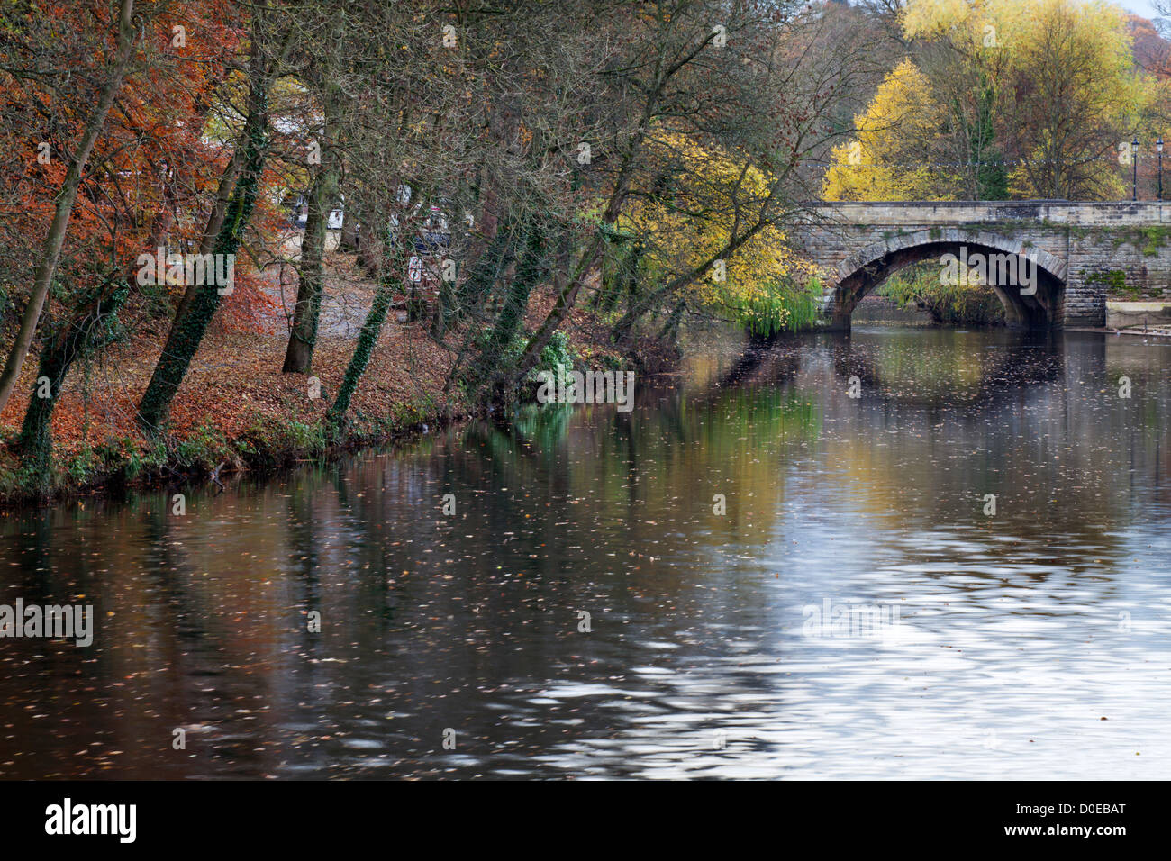 River Nidd and High Bridge in Autumn Knaresborough North Yorkshire England Stock Photo