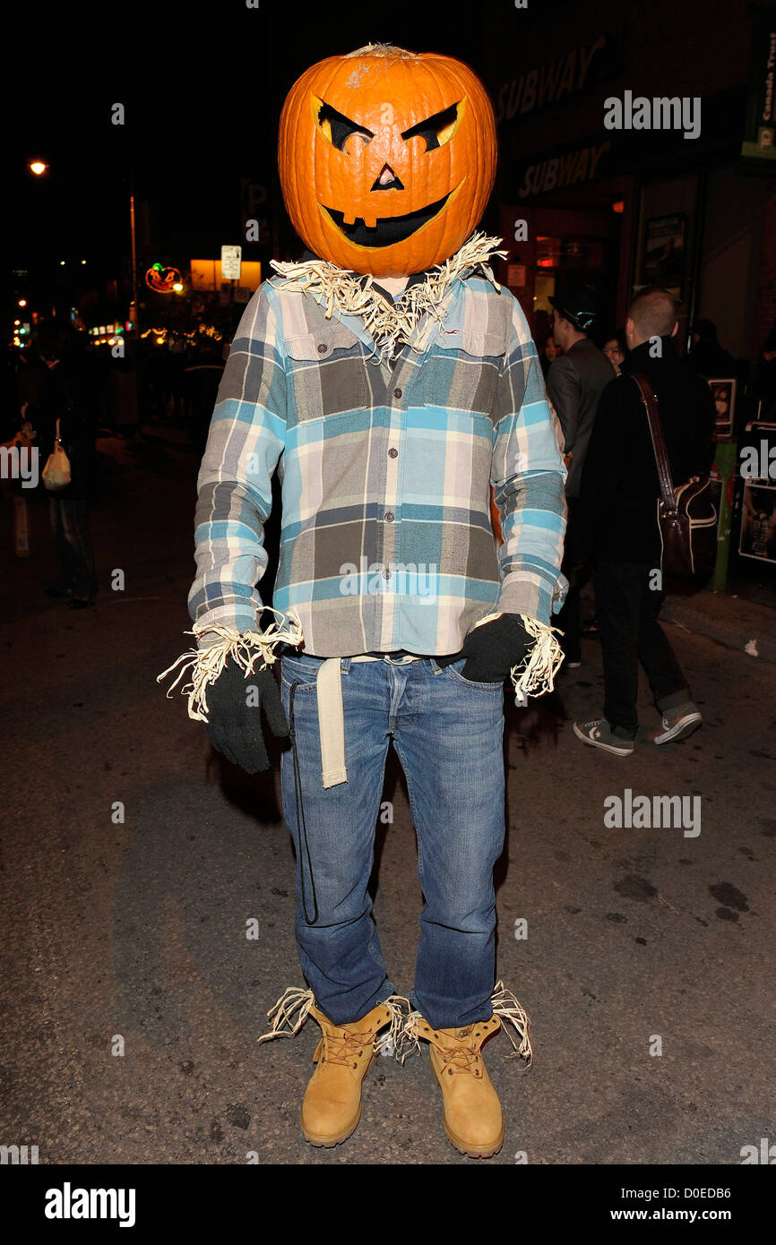 Party goer dressed as Pumpkin Man for The Church Street Block Party