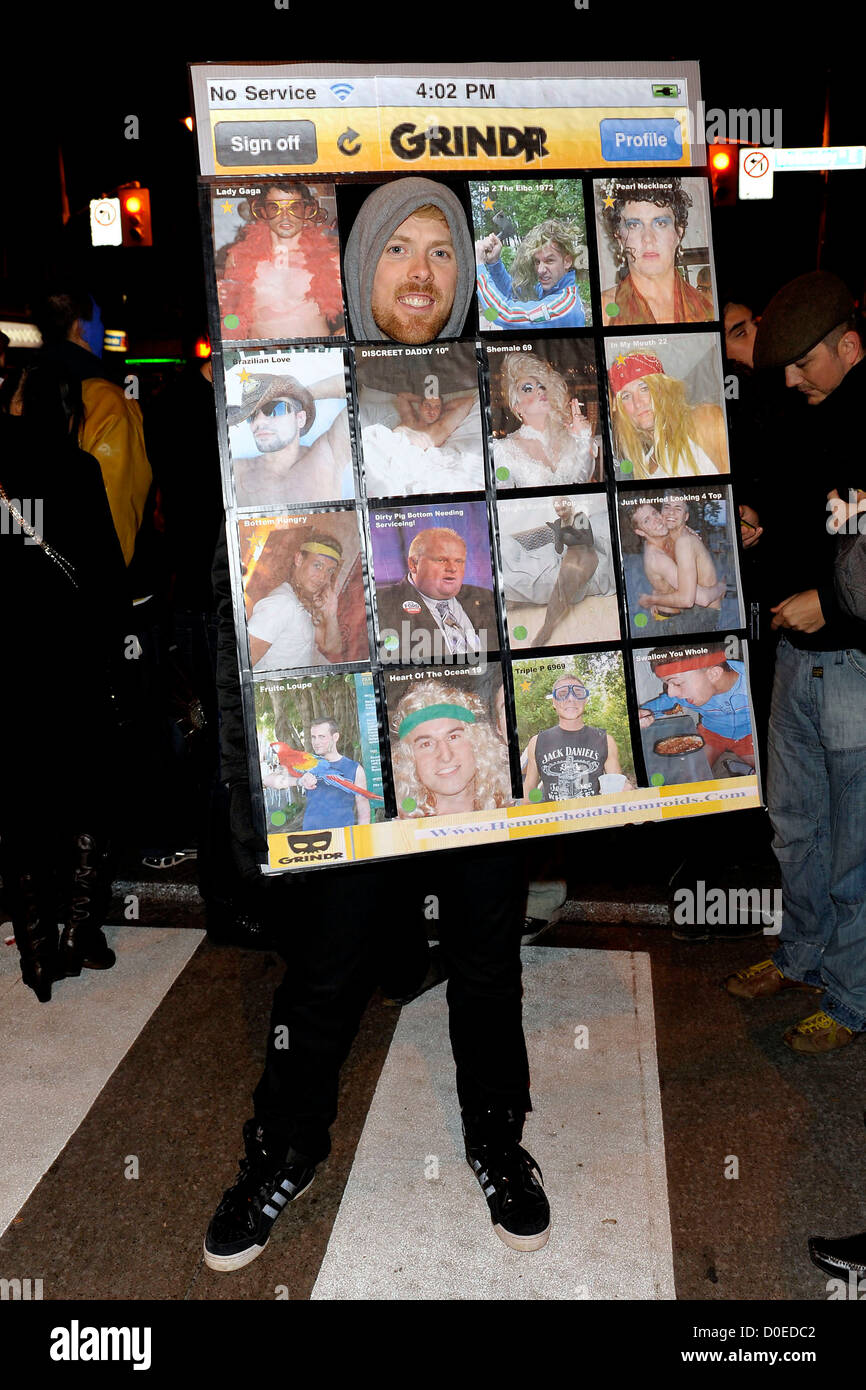 Party goer dressed as Grindr The Church Street Block Party Toronto
