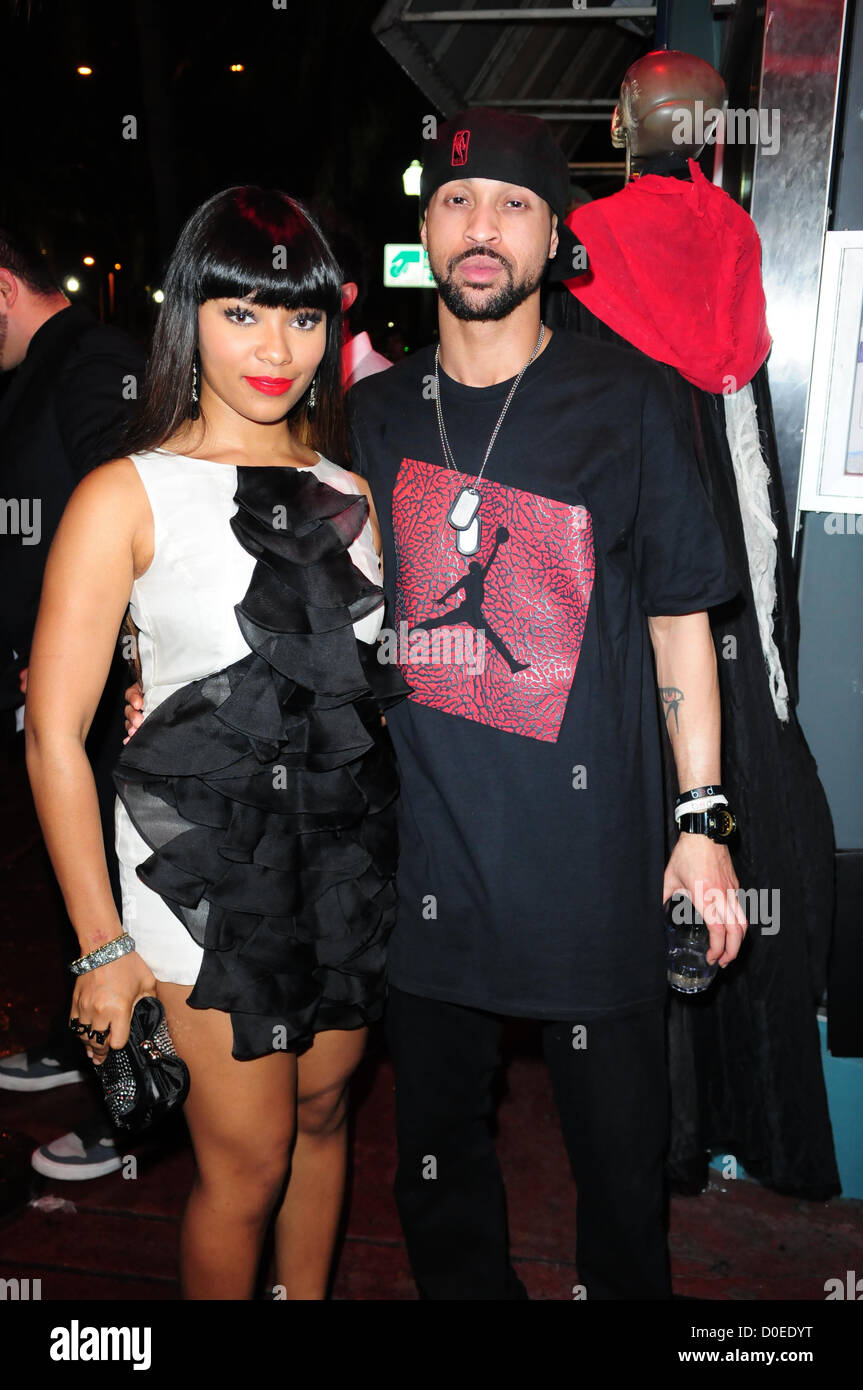 Teairra Mari and Kris Ross attend a Halloween party at B.E.D. nightclub