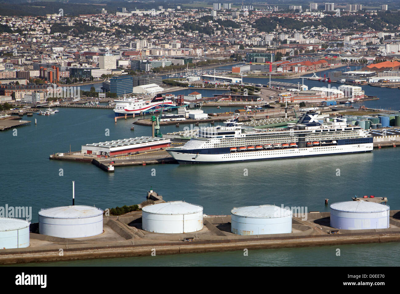 AERIAL VIEW OF THE BIG MARITIME PORT OF LE HAVRE COMMERCE PORT LE HAVRE