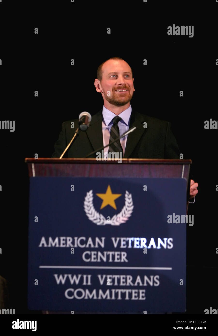 SSG Dillon Behr, recipient of the Inauguaral Lt Michael Murphy award for Valor in Afghanistan The Americans Veterans Center Stock Photo
