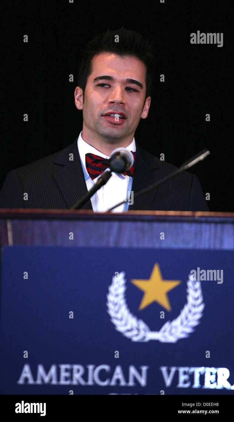 Sergeant Marco Martinez United States Marine Corps, recipient of the Navy Cross, receiving the Paul Ray Smith Award in Stock Photo