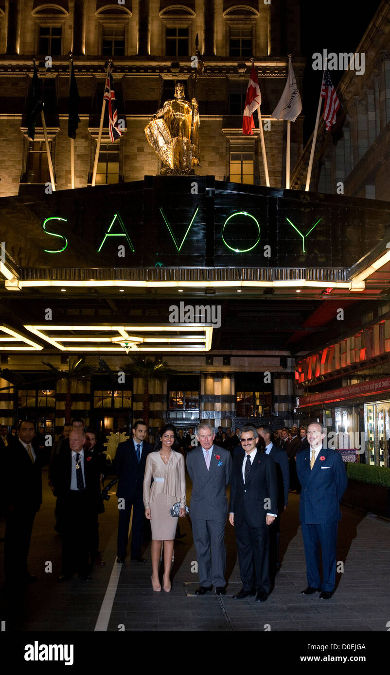 Prince Charles, Prince of Wales with part owner of the Savoy Hotel Prince  Alwaleed Bin Talal Bin Abdul Aziz Alsaud and his wife Stock Photo - Alamy