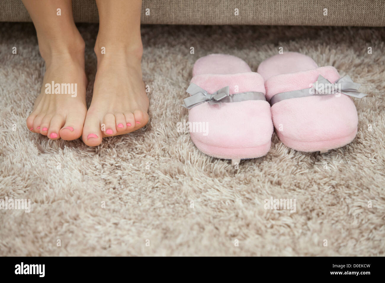 female feet and slippers Stock Photo Alamy