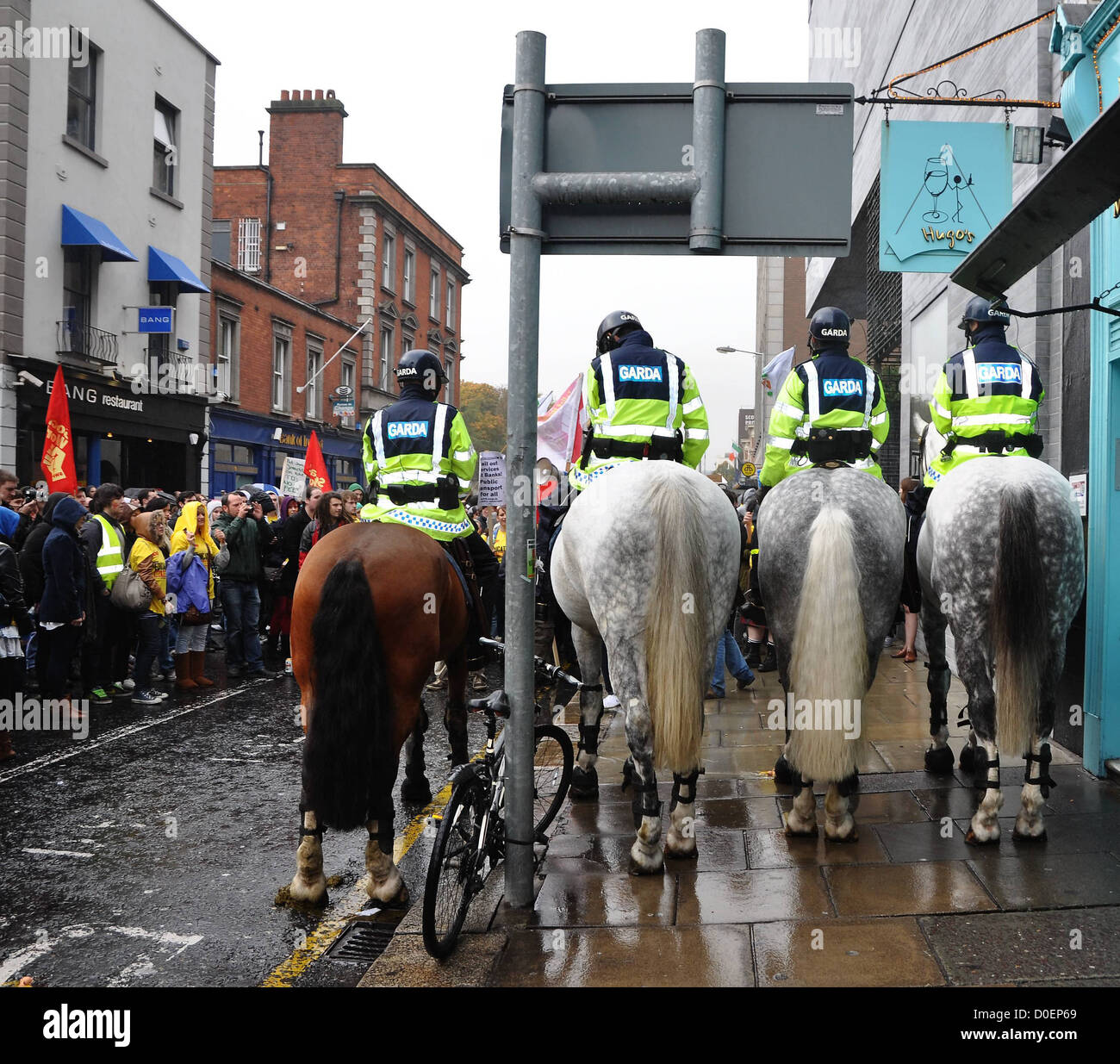 Student Protestors & Mounted Gardai Over 25,000 students join a USI (Union of Students of
