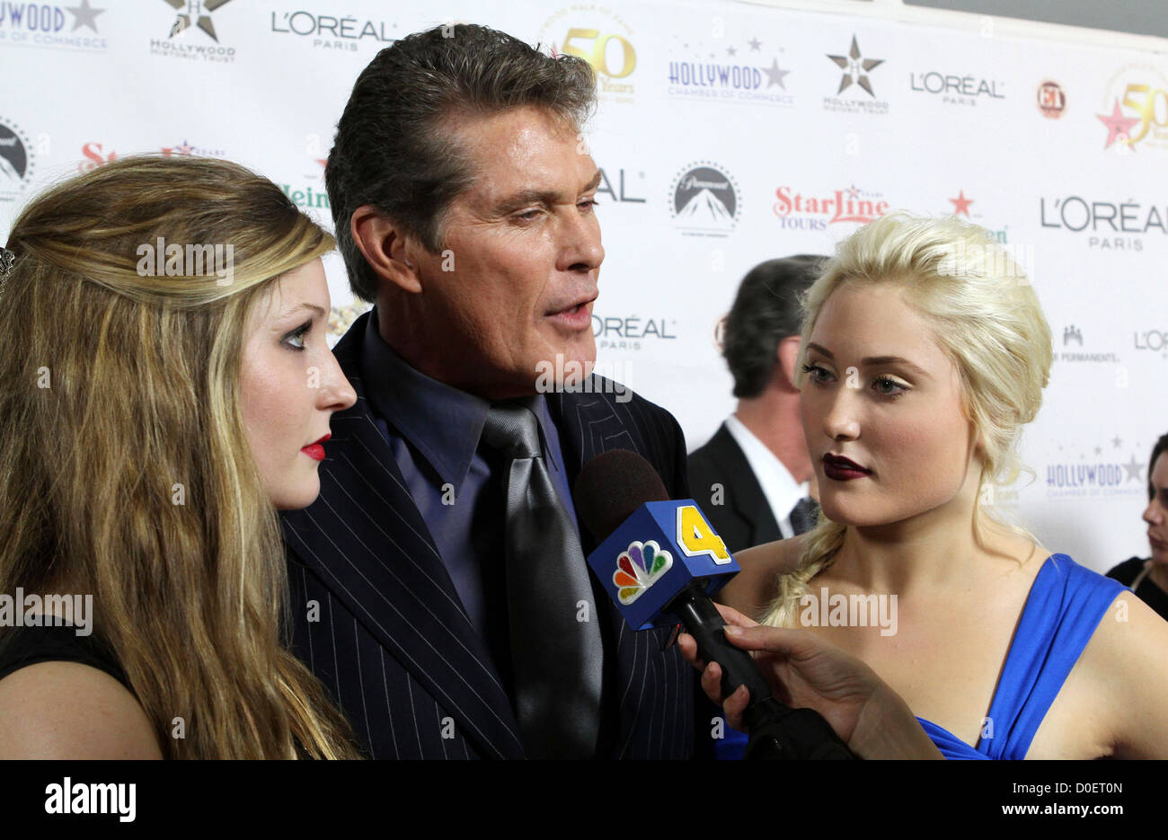 David Hasselhoff and his daughters Hayley Hasselhoff and Taylor-Ann Hasselhoff the 50th anniversary birthday bash for the Stock Photo