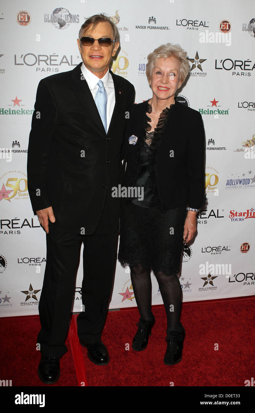Michael York and his wife Patricia McCallum the 50th anniversary birthday bash for the Hollywood Walk of Fame Held On the Walk Stock Photo