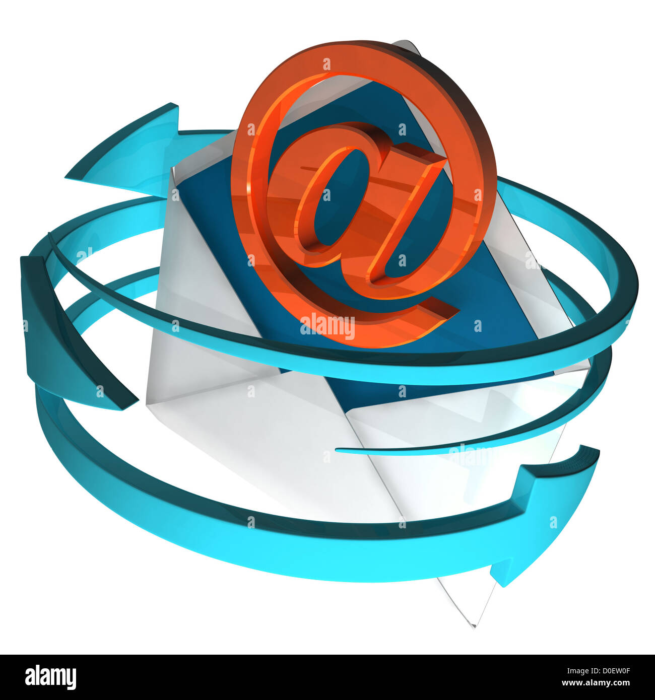 At Sign On Envelope Shows E-mail Communication Stock Photo - Alamy