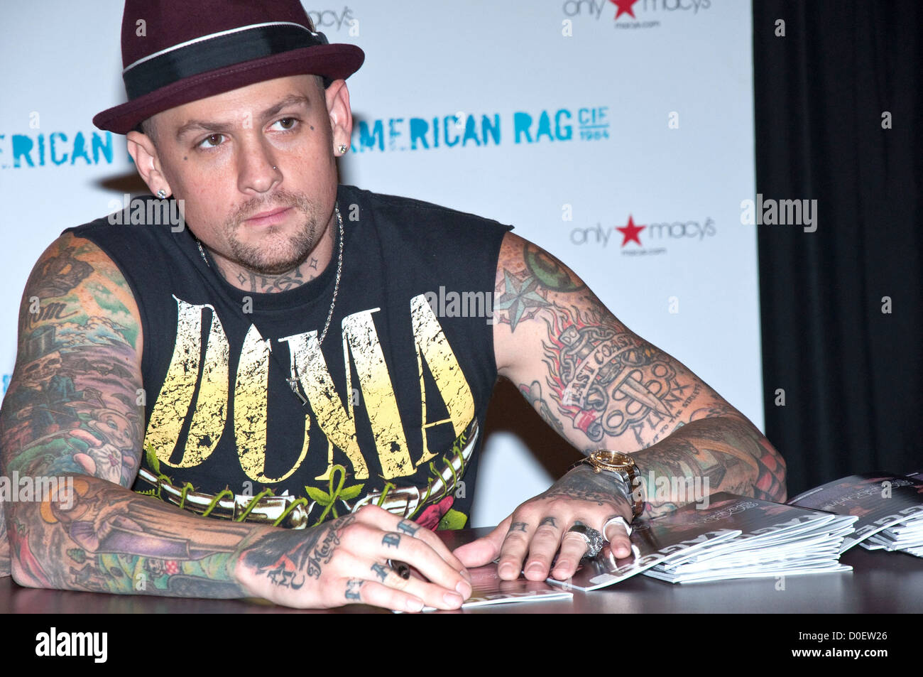 Benji Madden Benji and Joel Madden of Good Charlotte sign autographs after their performance at