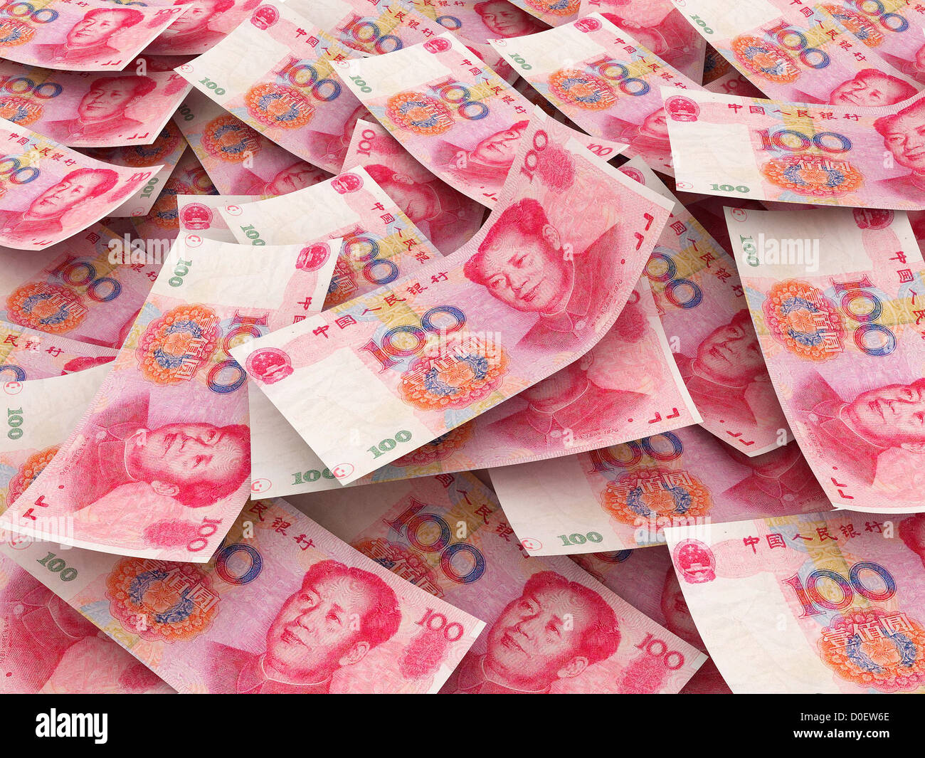 Chinese 100 Yuan Bill Face Within Pile Of Other 100 Yuan Bills Stock chinese-100-yuan-bill-face-within-pile-of-other-100-yuan-bills-stock