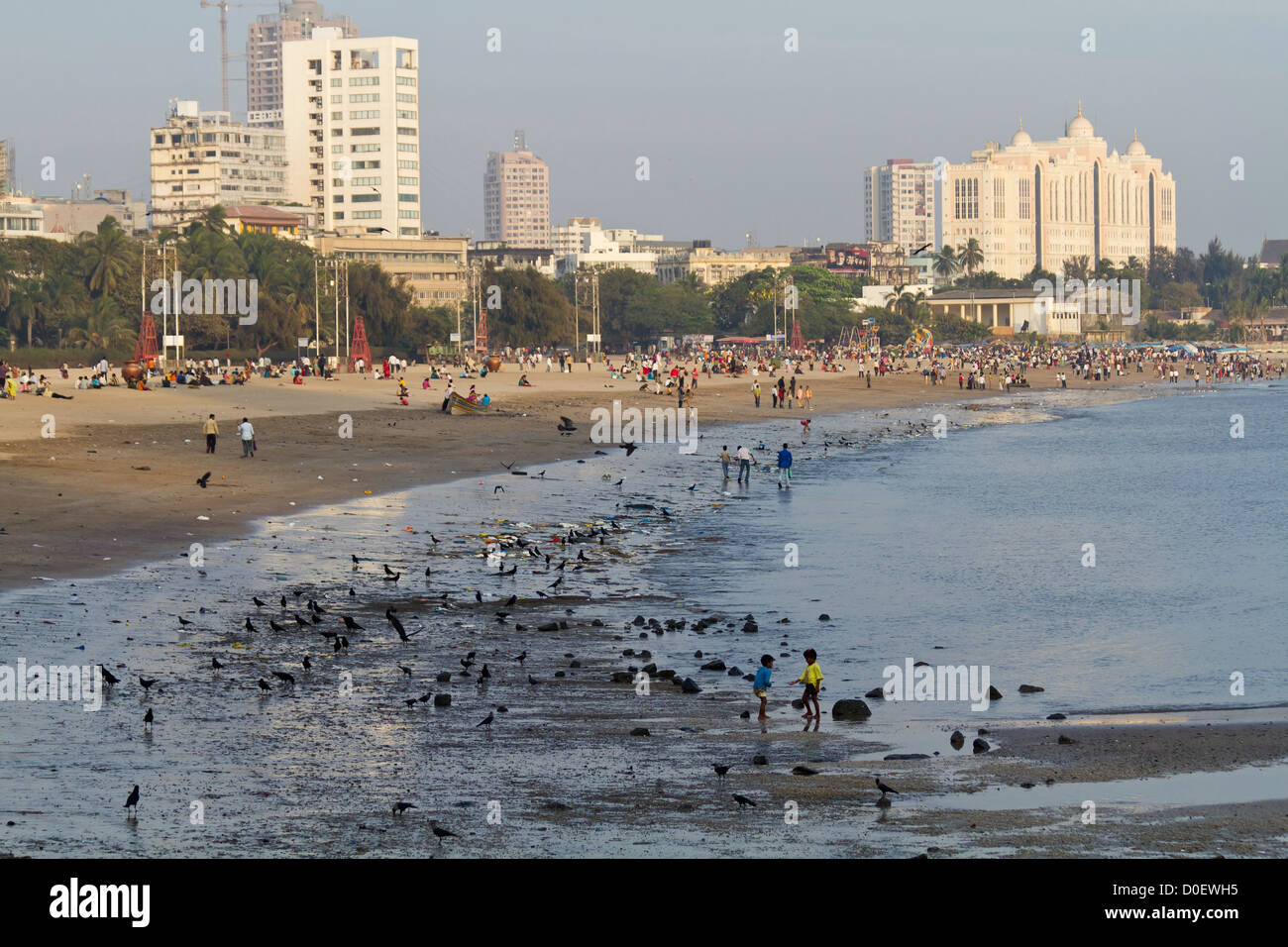View over the Chowpatty Beach in Mumbai, India Stock Photo Alamy
