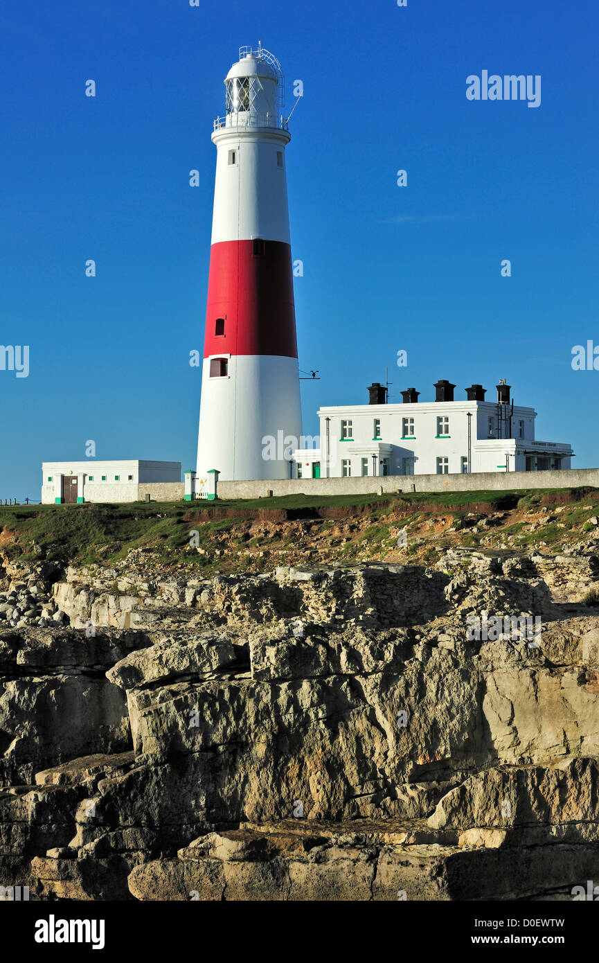 Portland Bill Lighthouse on the Isle of Portland along the Jurassic Coast, Dorset, southern England, UK Stock Photo