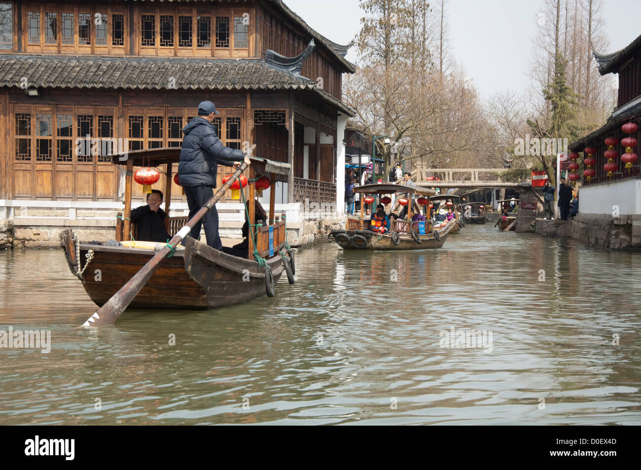 China, outskirts of Shanghai. Ancient water village of Zhujiajiao ...