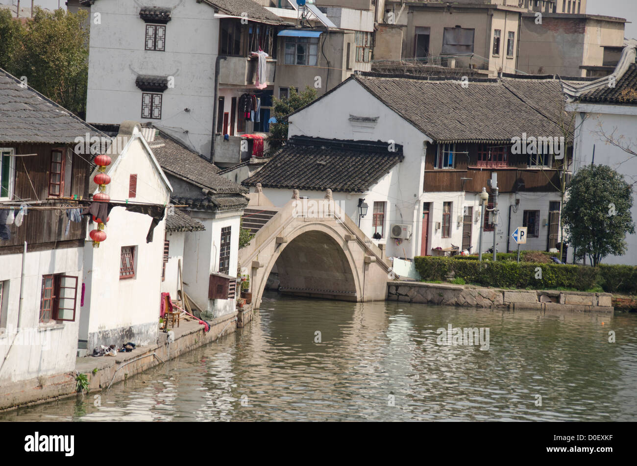 China, outskirts of Shanghai. Ancient water village of Zhujiajiao (aka ...