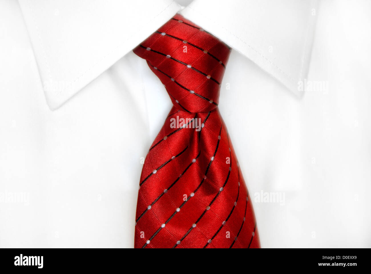 White dress shirt with red tie detailed closeup Stock Photo Alamy