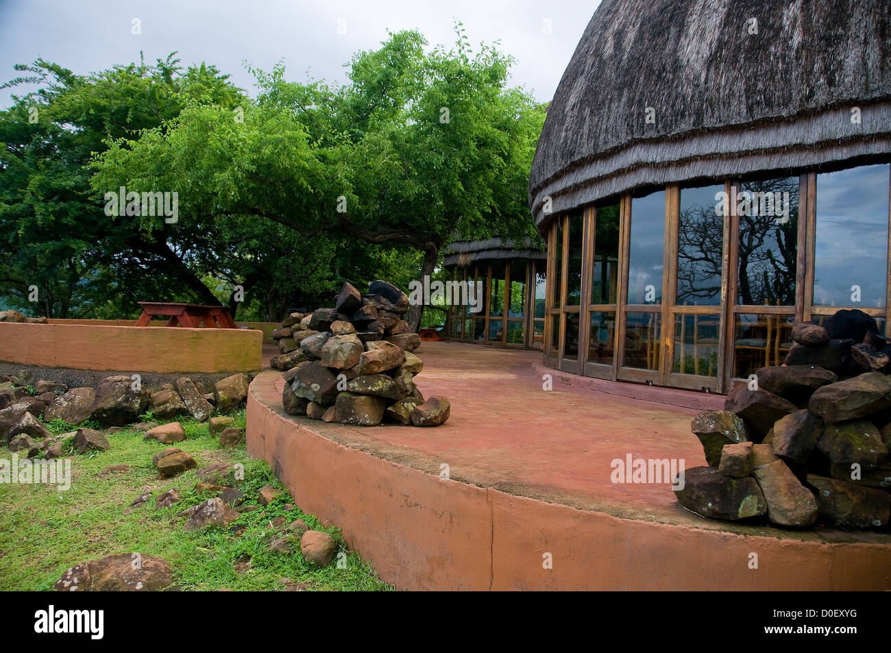 Visitors to Shakaland in KwaZulu Natal, South Africa should enjoy the interesting resort and village explaining their culture. Stock Photo