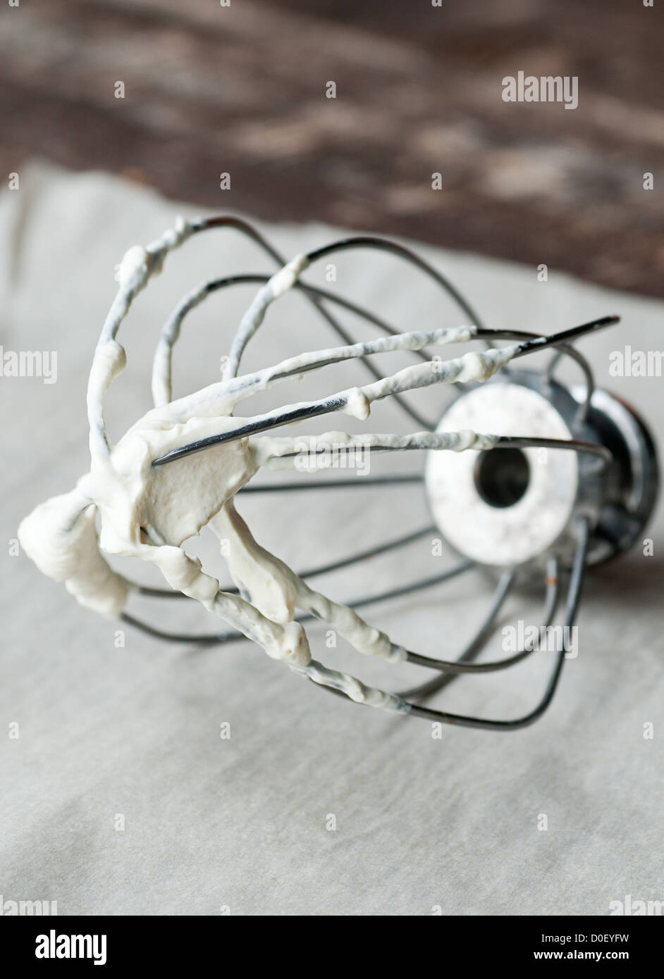 Stand mixer whisk attachment with whipped cream Stock Photo Alamy