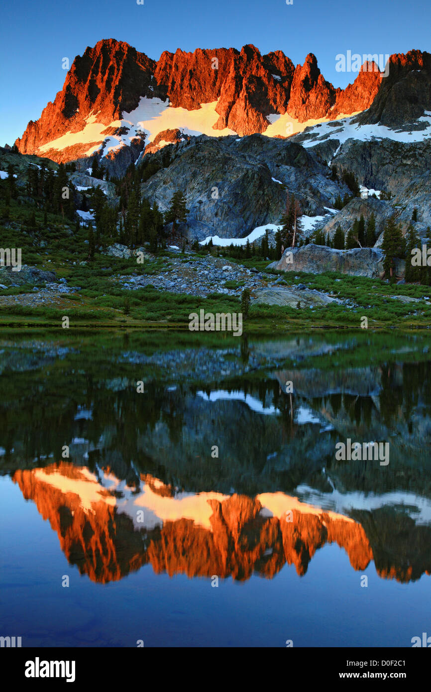 Sunrise with the Minarets reflecting in Ediza Lake in the Ansel Adams ...