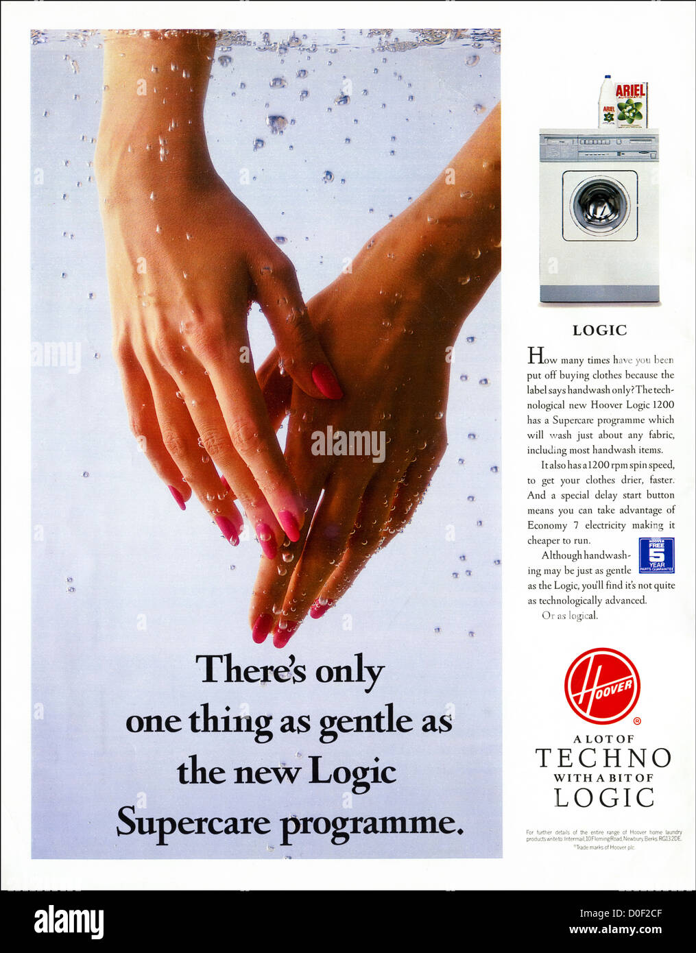 Original 1980s print advertisement from English consumer magazine  advertising Hoover Logic 1200 washing machine Stock Photo - Alamy