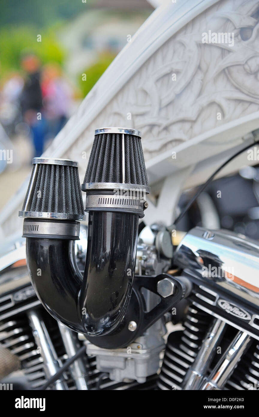 Air intake on a custom motorcycle during a show in Switzerland Stock Photo  - Alamy