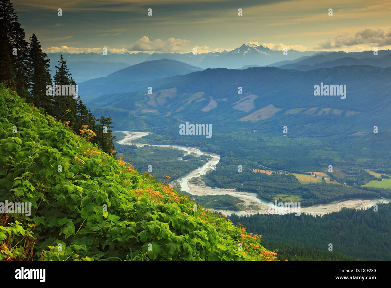 The Skagit River as seen from Sauk Mountain in the Mount Baker