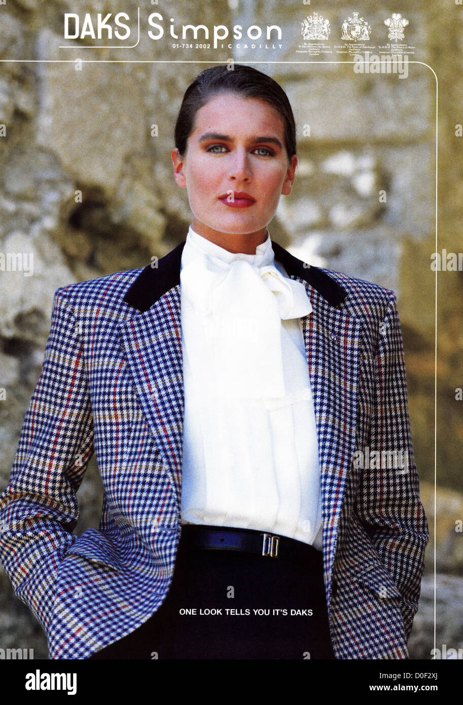 Original 1980s print advertisement from English consumer magazine advertising Daks ladies fashion Stock Photo