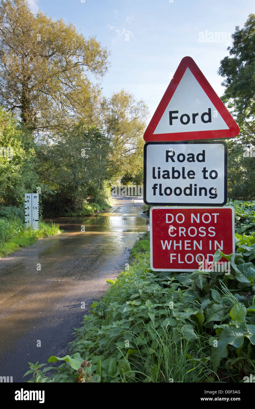 River ford crossing, Worcestershire, England, UK Stock Photo