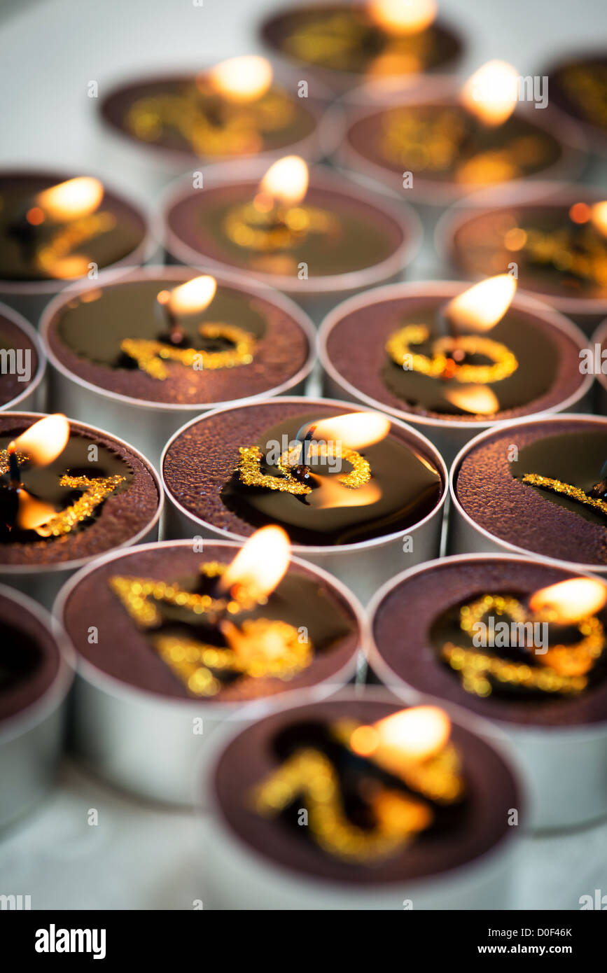 brown burning candles from advent calendar Stock Photo Alamy