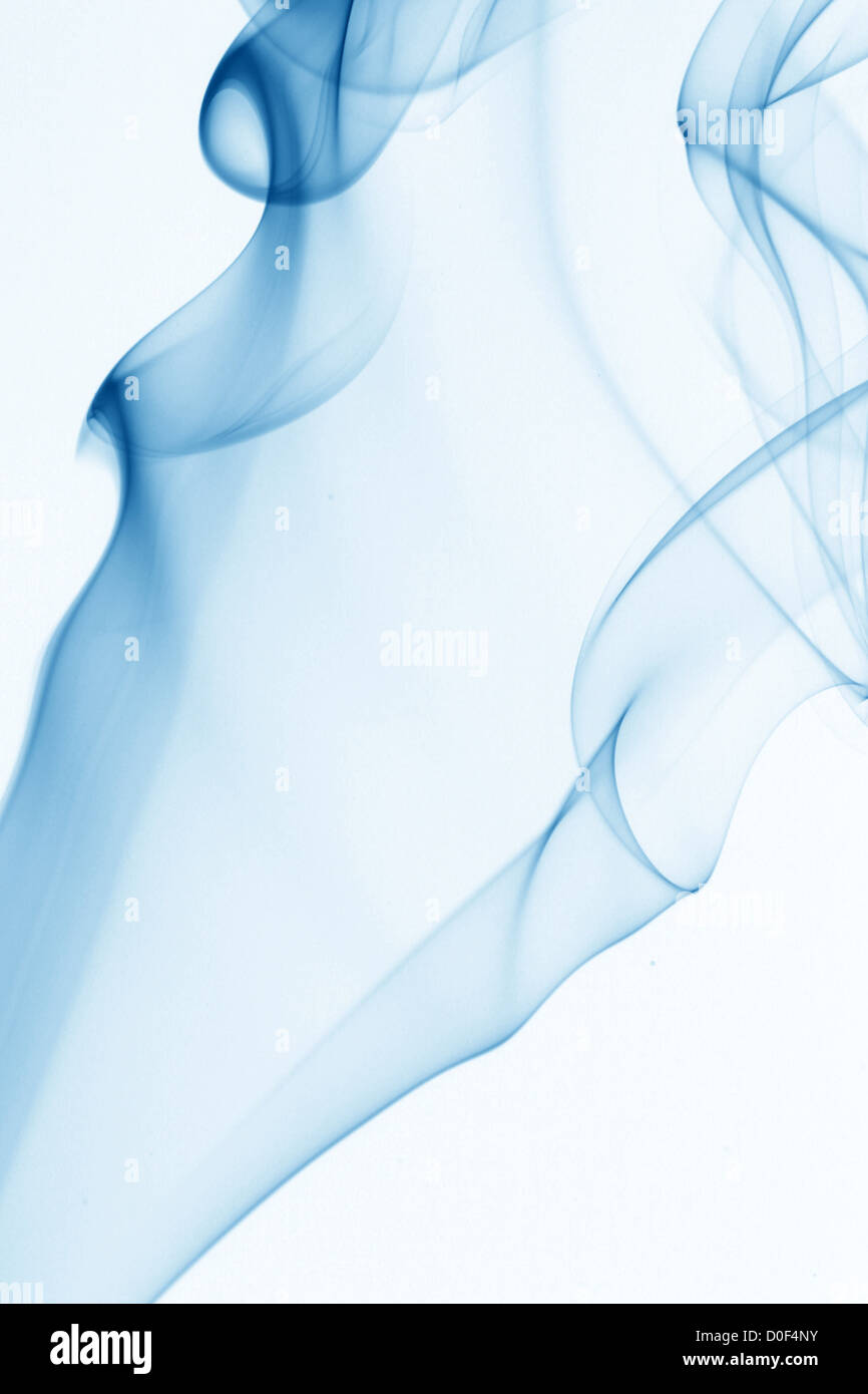 blue smoke on white background Stock Photo - Alamy