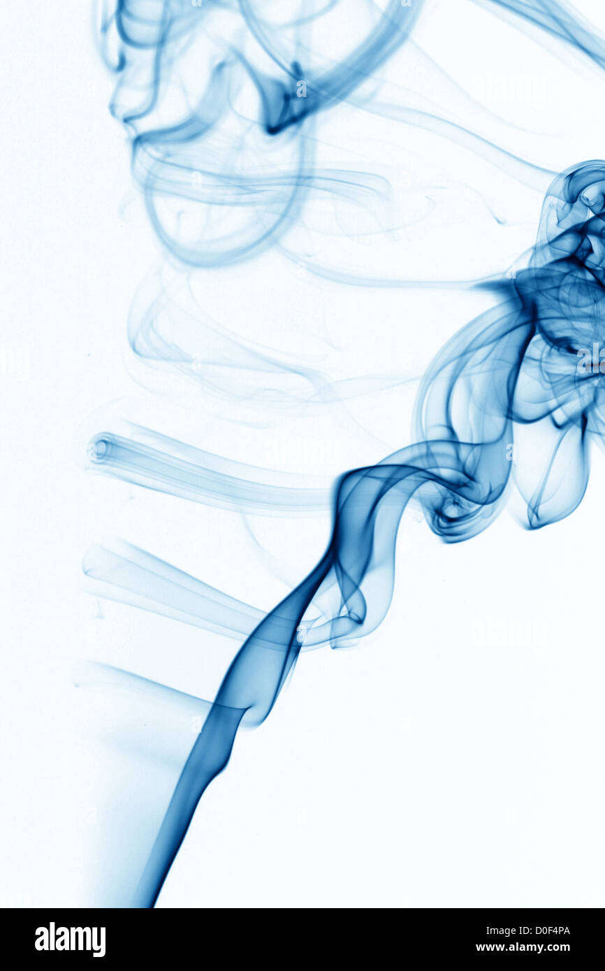blue smoke on white background Stock Photo - Alamy