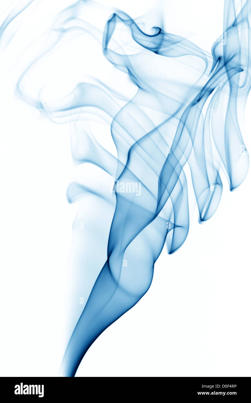 blue smoke on white background Stock Photo - Alamy