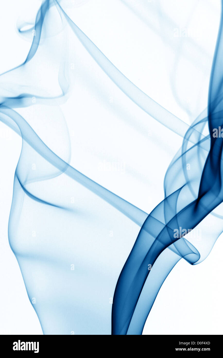 blue smoke on white background Stock Photo - Alamy