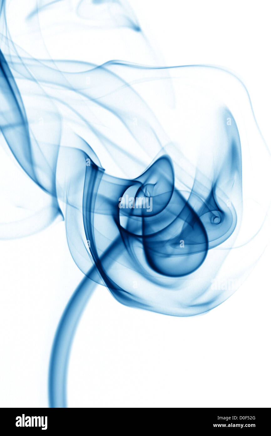 blue smoke on white background close up Stock Photo - Alamy