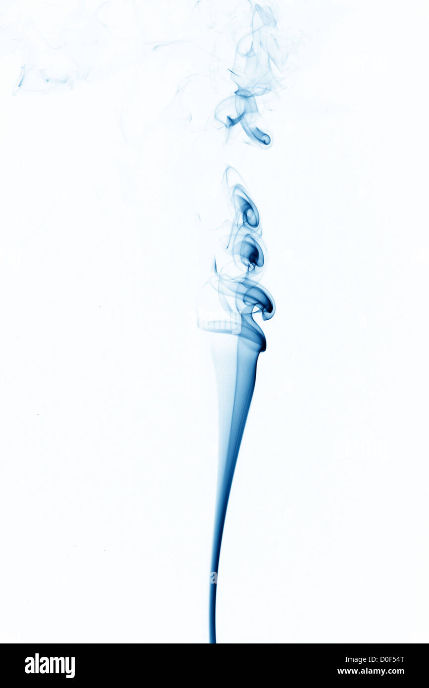 blue smoke on white background close up Stock Photo - Alamy