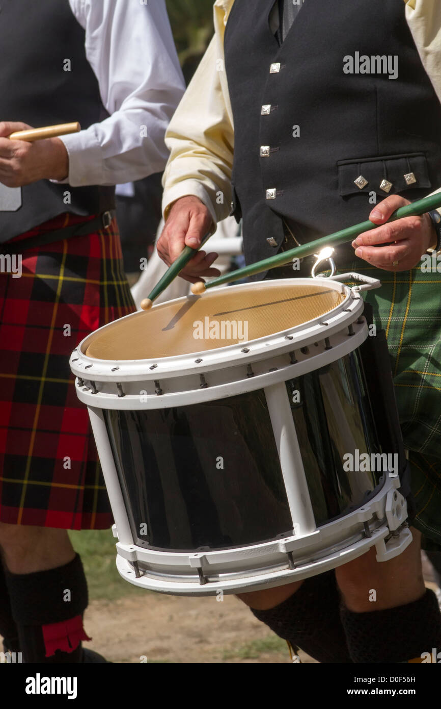 Drummer in a Scottish band Stock Photo