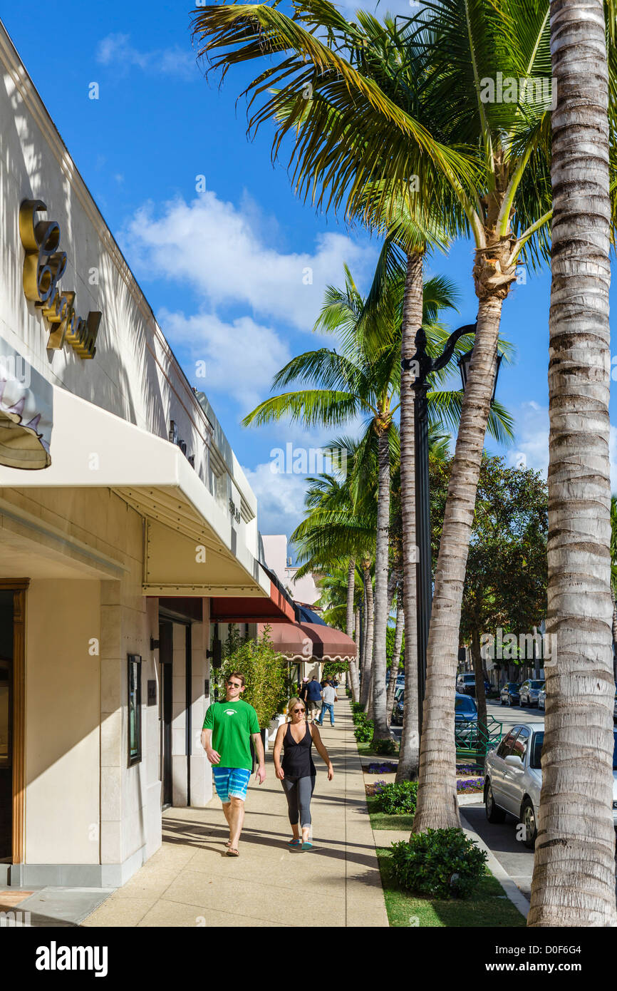 Stores on Worth Avenue in downtown Palm Beach, Treasure Coast, Florida