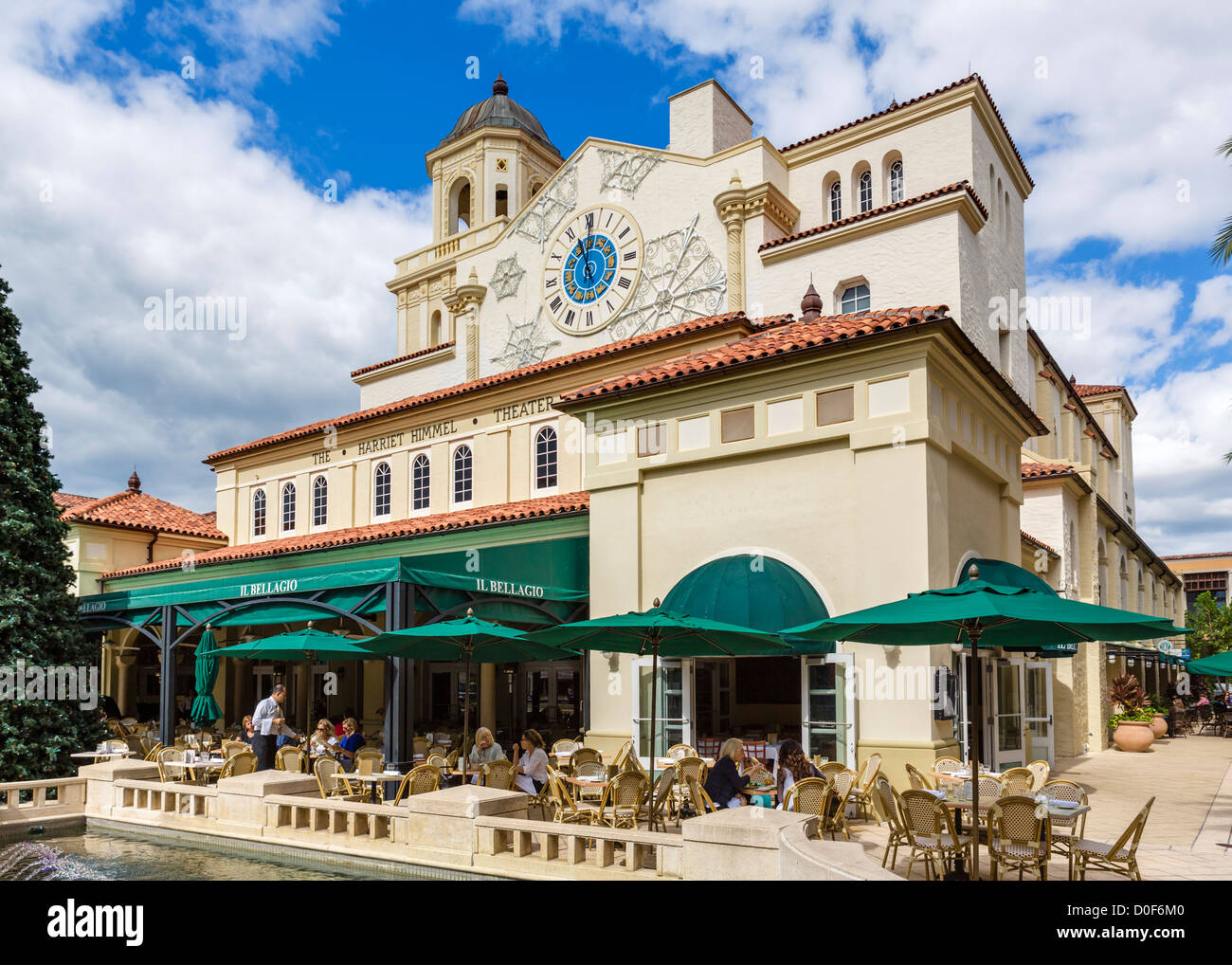 Il Bellagio restaurant next to the Harriet Himmel Theater, South Rosemary Avenue, West Palm Beach, Florida, USA Stock Photo