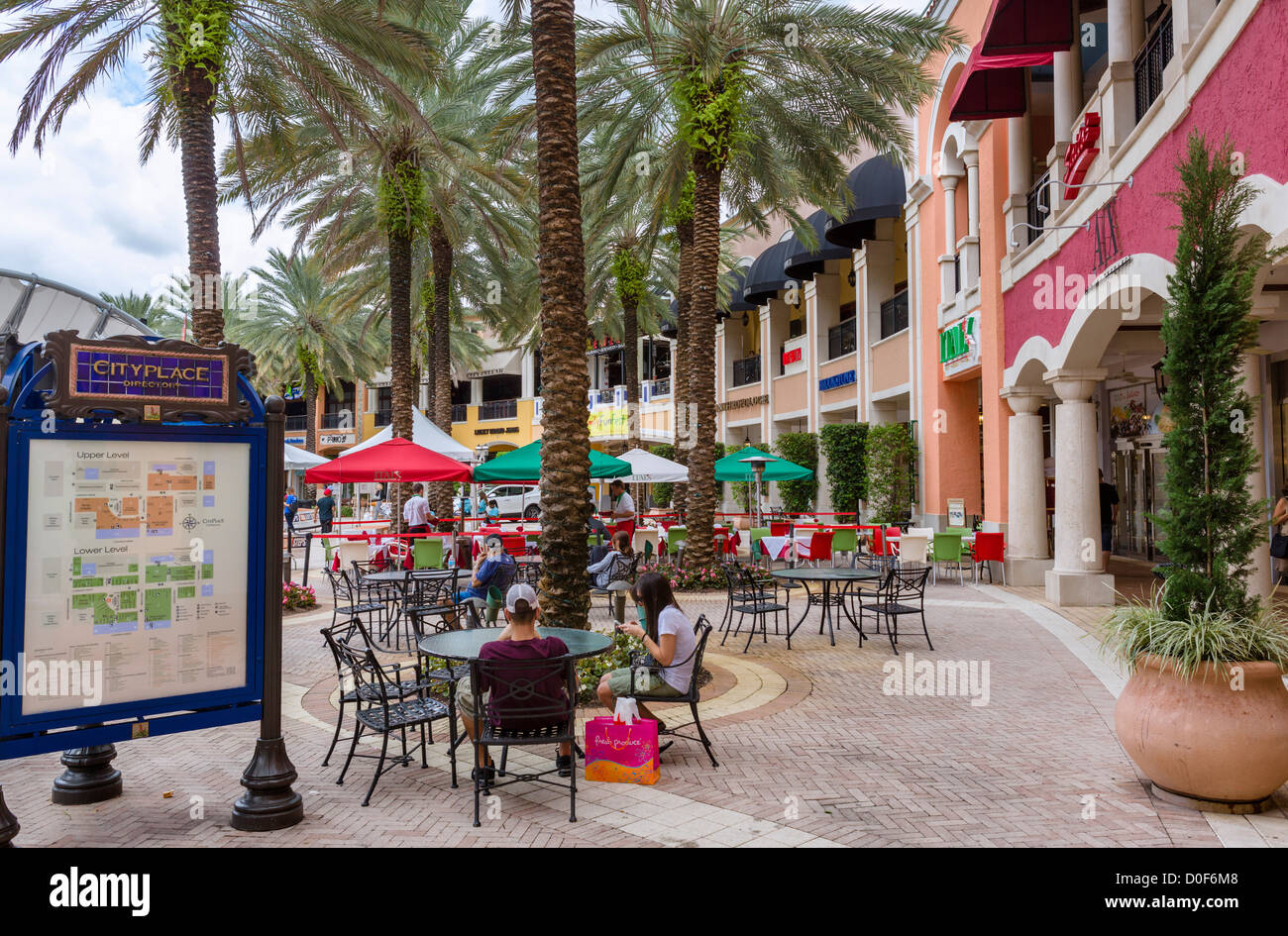 Bars and Restaurants in Cityplace, South Rosemary Avenue, West Palm Beach, Florida, USA Stock Photo