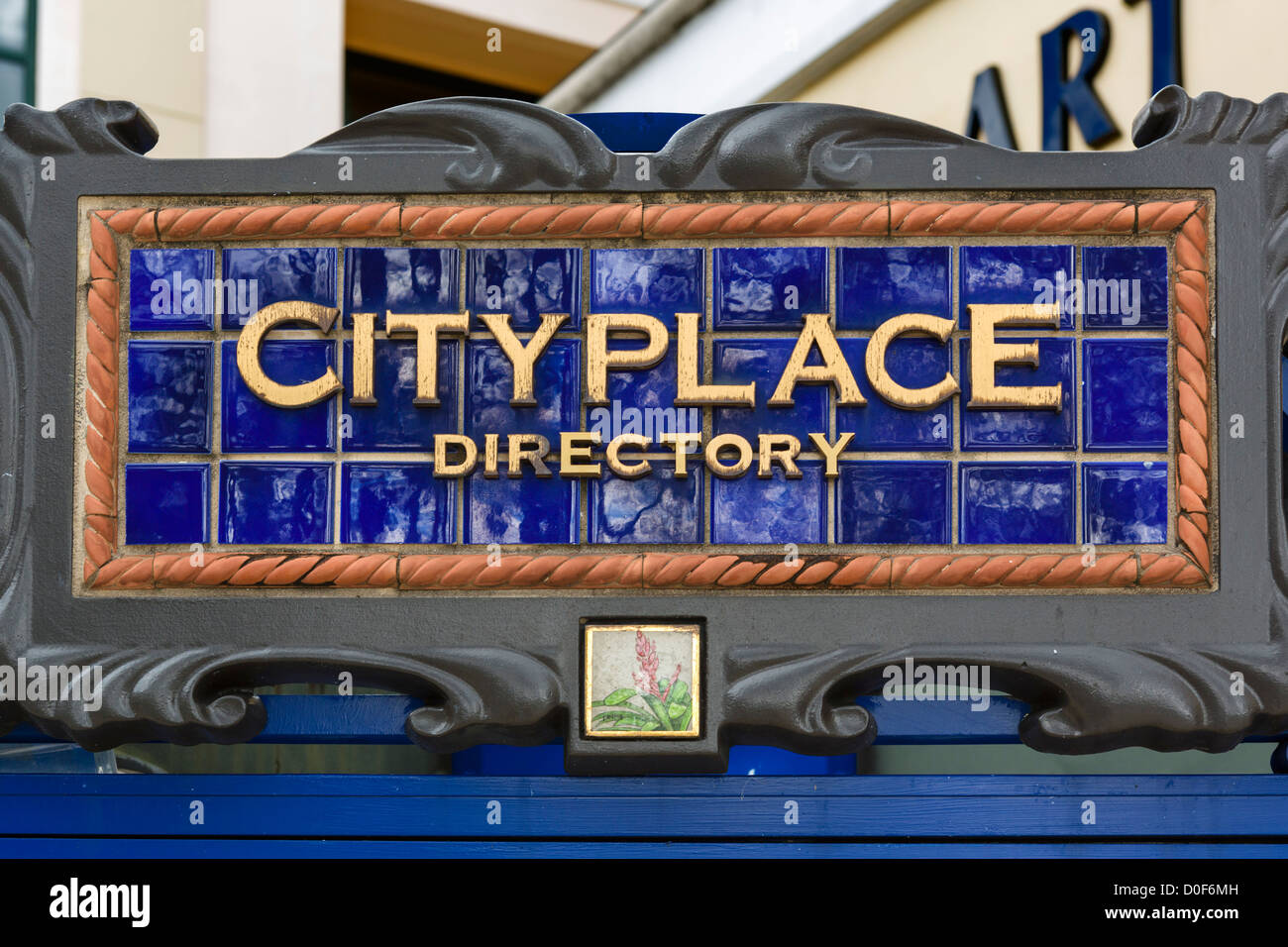 Directory sign for the Cityplace development, South Rosemary Avenue, West Palm Beach, Treasure Coast, Florida, USA Stock Photo