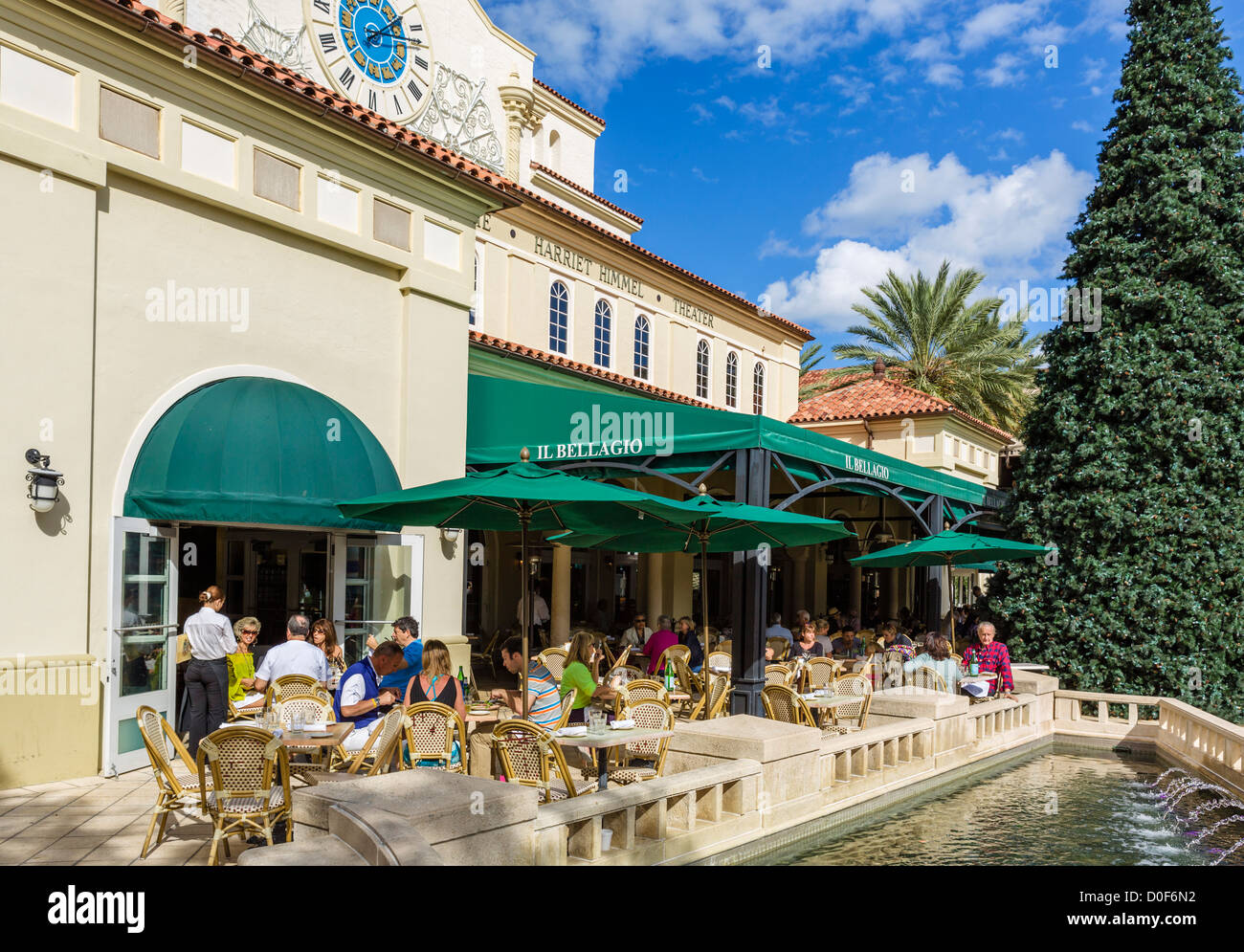 Il Bellagio restaurant next to the Harriet Himmel Theater, South Rosemary Avenue, West Palm Beach, Florida, USA Stock Photo