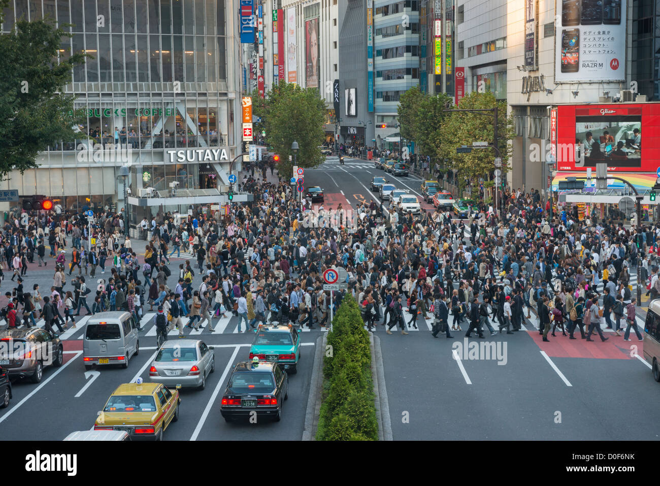Aerial view of Shibuya Crossing Shibuya Tokyo Japan Stock Photo