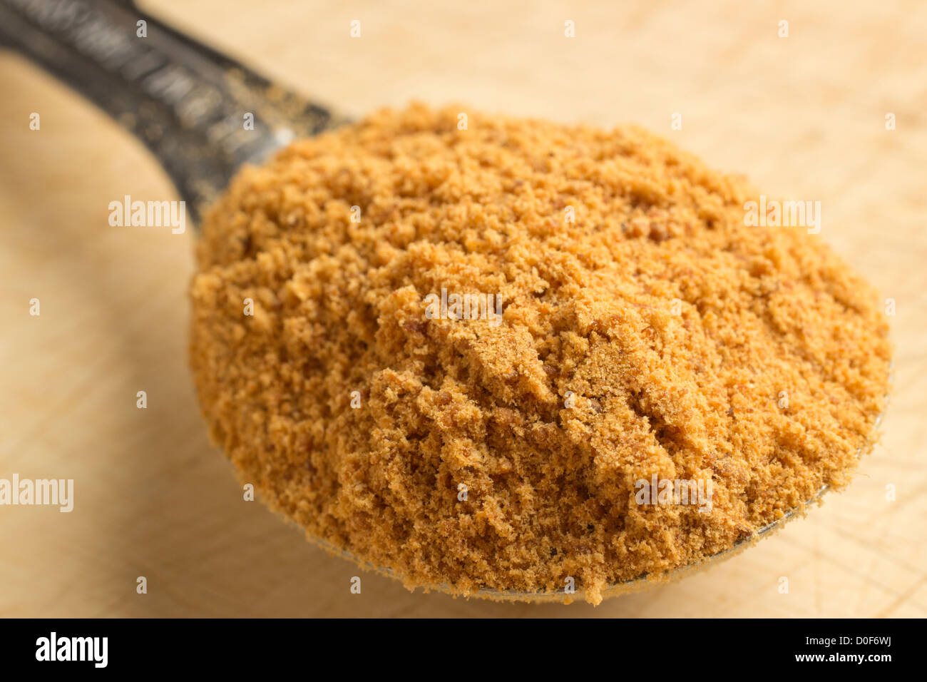 a spoonful of bottarga - Italian dried and grated mullet roe Stock Photo
