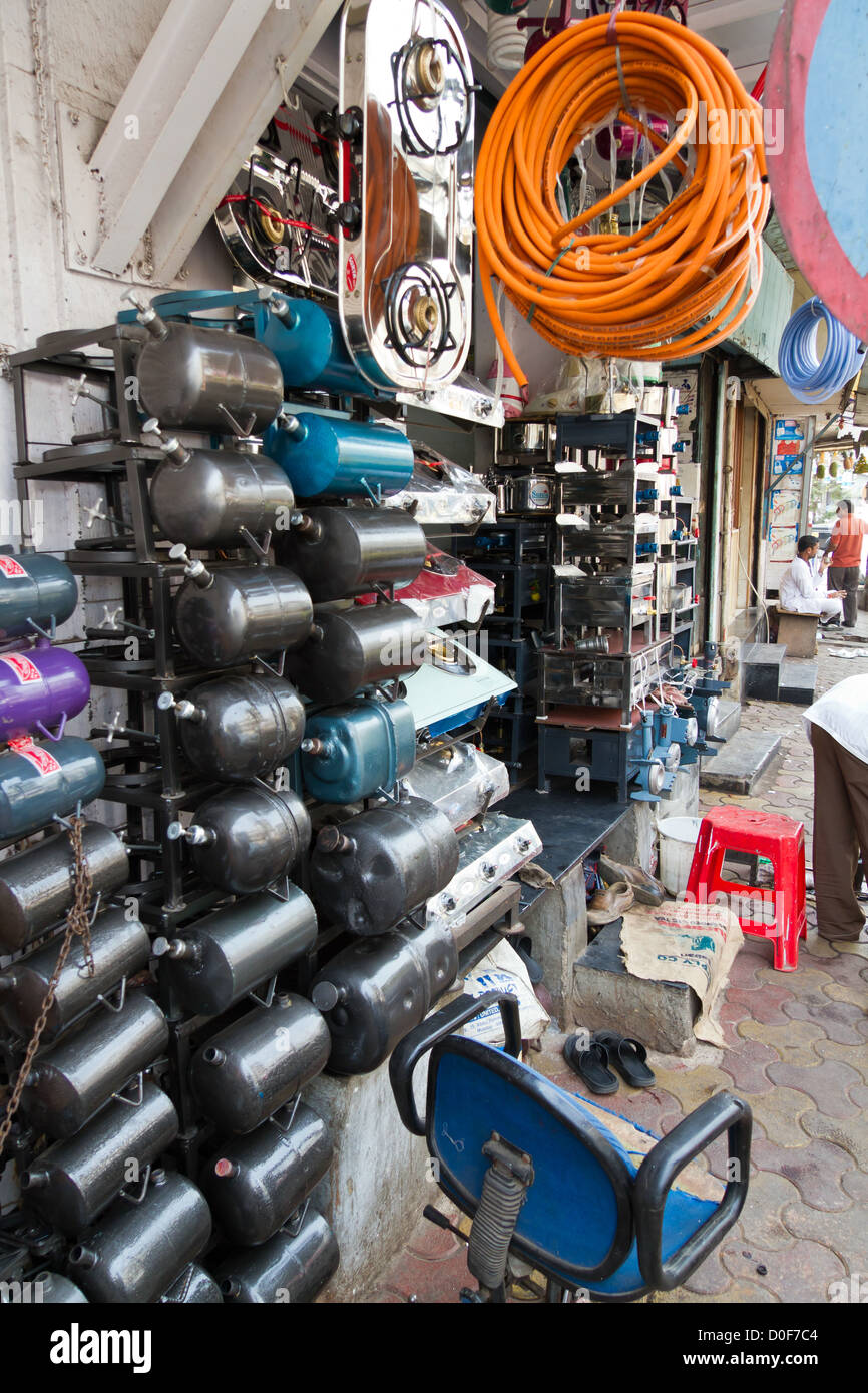 Typical Shop for Spare Parts on the Chor Bazaar in Mumbai, India Stock
