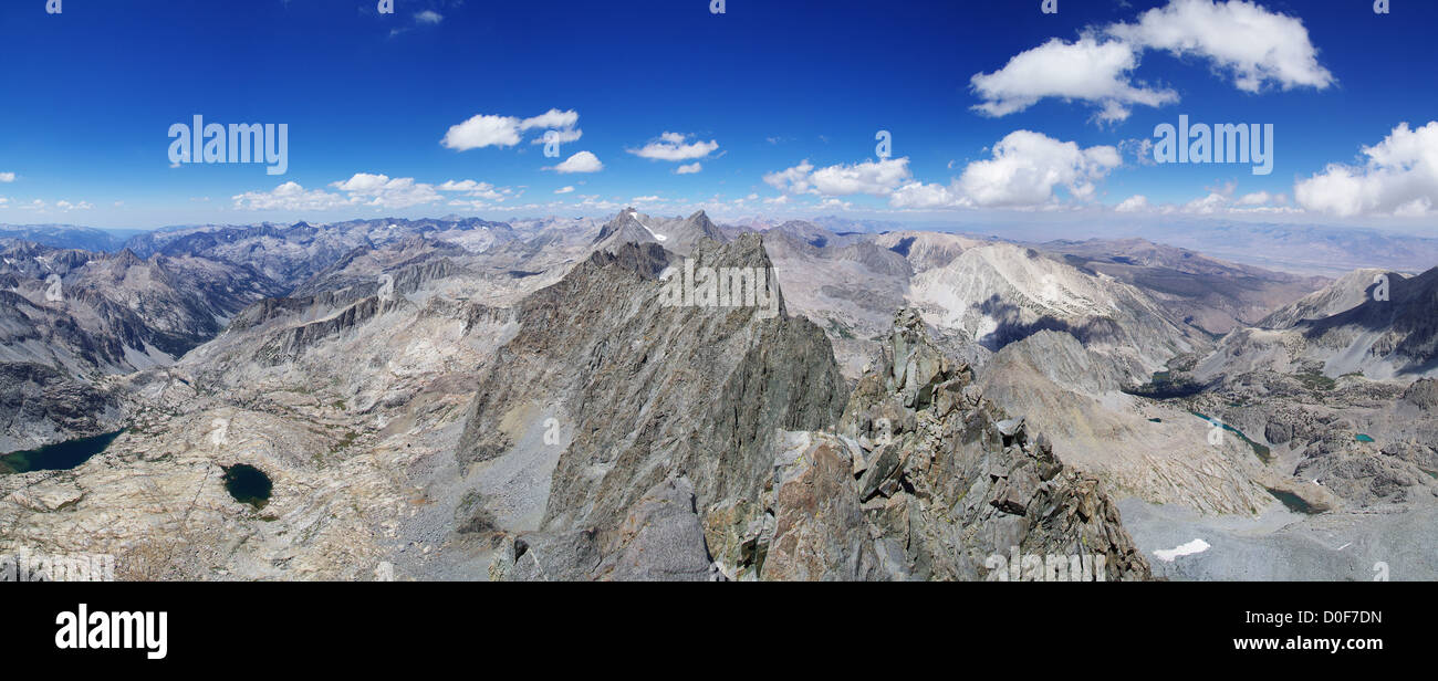 palisade crest mountain panorama from the summit of Middle Palisade Peak Stock Photo