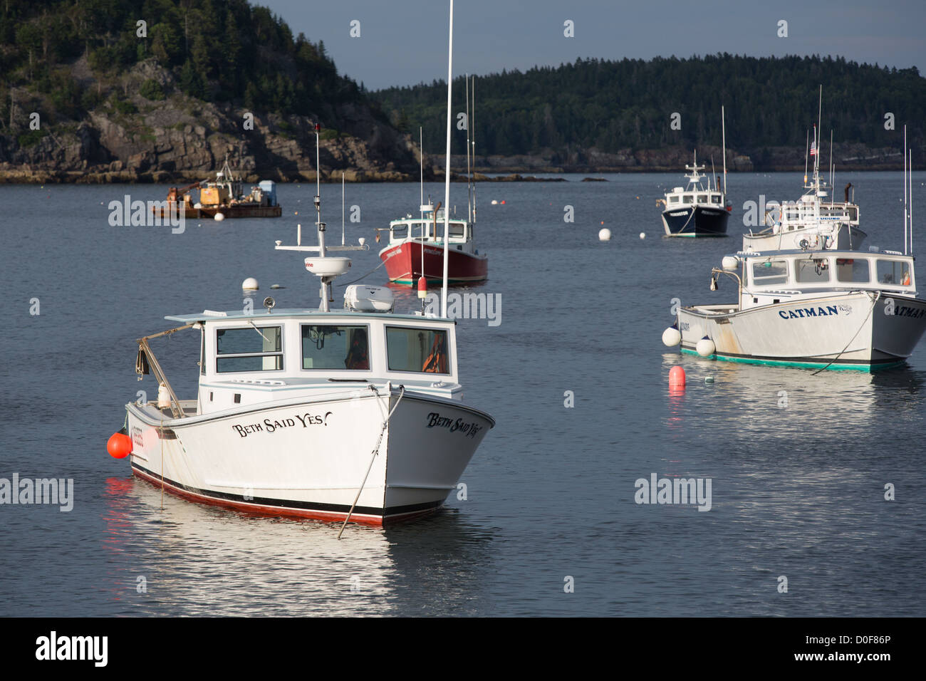 Lobster boats in Maine Bar Harbor, near Acadia National Park Stock
