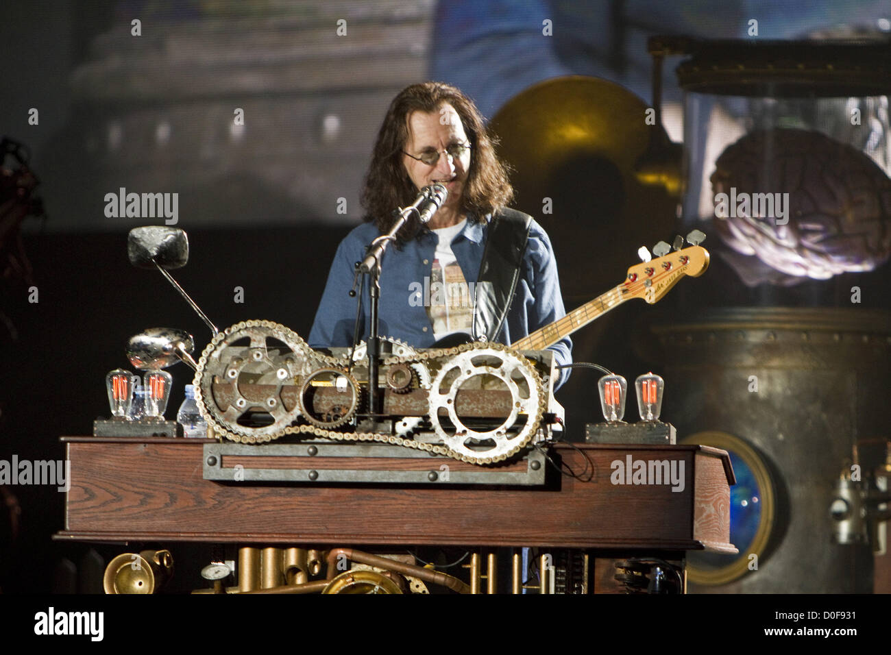 Nov. 21, 2012 - San Diego, CA, US - Prog-Rock legends RUSH performed at Valley View Casino Center in San Diego on November 21, 2012. Pictured: GEDDY LEE. (Credit Image: © Daniel Knighton/ZUMAPRESS.com) Stock Photo