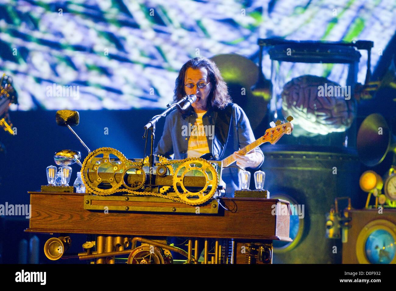 Nov. 21, 2012 - San Diego, CA, US - Prog-Rock legends RUSH performed at Valley View Casino Center in San Diego on November 21, 2012. Pictured: GEDDY LEE. (Credit Image: © Daniel Knighton/ZUMAPRESS.com) Stock Photo