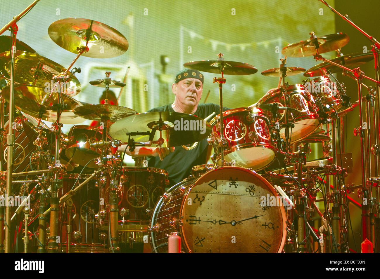 Nov. 21, 2012 - San Diego, CA, US - Prog-Rock legends RUSH performed at Valley View Casino Center in San Diego on November 21, 2012. Pictured: NEIL PEART. (Credit Image: © Daniel Knighton/ZUMAPRESS.com) Stock Photo