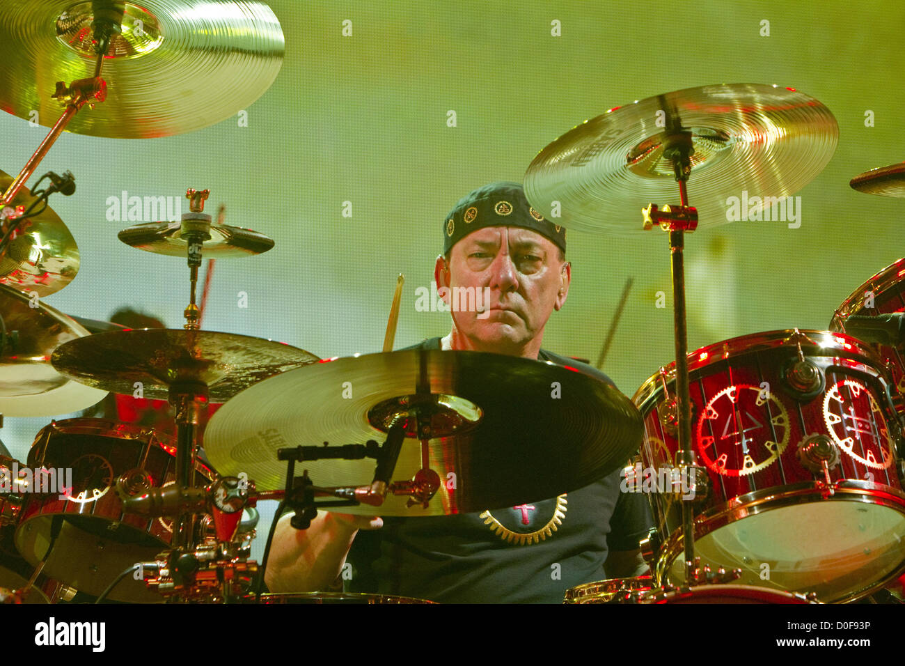 Nov. 21, 2012 - San Diego, CA, US - Prog-Rock legends RUSH performed at Valley View Casino Center in San Diego on November 21, 2012. Pictured: NEIL PEART. (Credit Image: © Daniel Knighton/ZUMAPRESS.com) Stock Photo